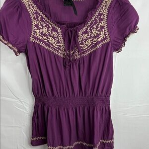 plum embroidered babydoll shirt Mine